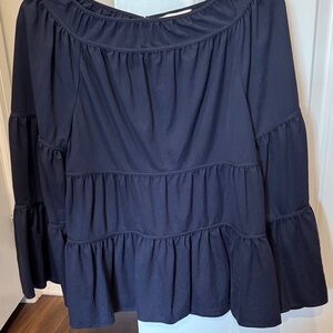 Rebecca Taylor Midnight Blue Tiered Blouse